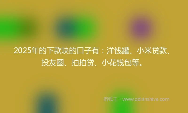2025年的下款块的口子有：洋钱罐、小米贷款、投友圈、拍拍贷、小花钱包等。