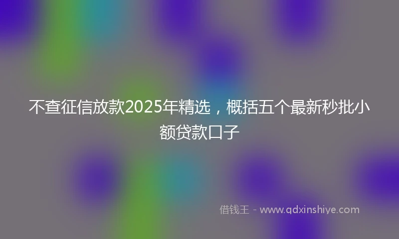不查征信放款2025年精选，概括五个最新秒批小额贷款口子