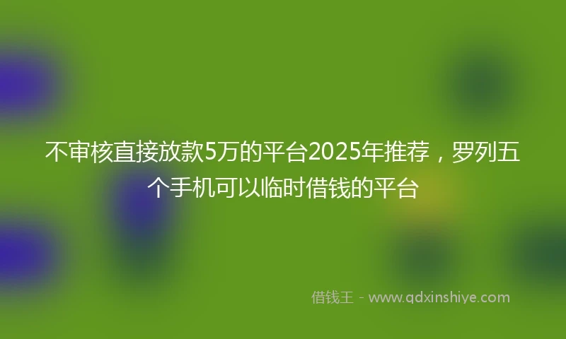 不审核直接放款5万的平台2025年推荐,罗列五个手机可以临时借钱的平台