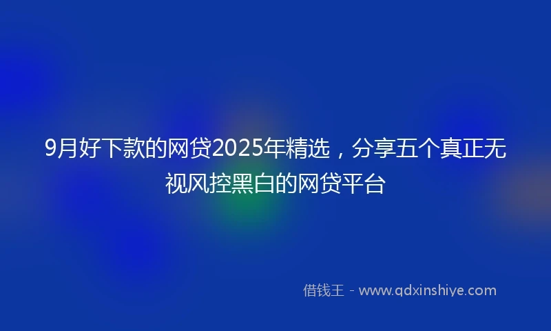 9月好下款的网贷2025年精选，分享五个真正无视风控黑白的网贷平台