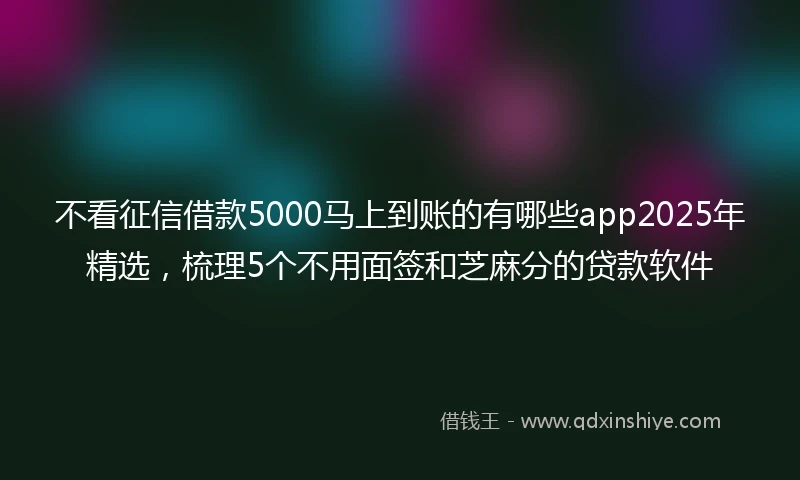 不看征信借款5000马上到账的有哪些app2025年精选，梳理5个不用面签和芝麻分的贷款软件