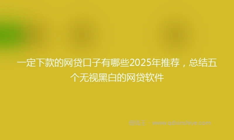 一定下款的网贷口子有哪些2025年推荐，总结五个无视黑白的网贷软件