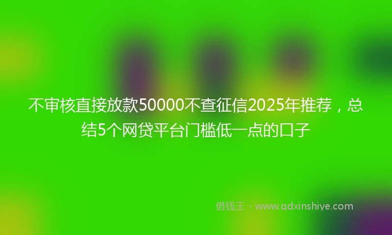 不审核直接放款50000不查征信2025年推荐，总结5个网贷平台门槛低一点的口子