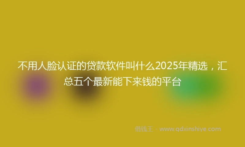 不用人脸认证的贷款软件叫什么2025年精选，汇总五个最新能下来钱的平台