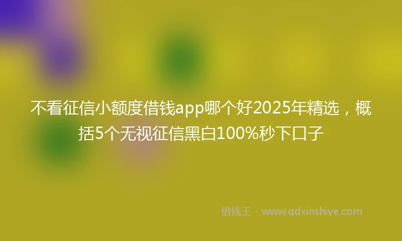 不看征信小额度借钱app哪个好2025年精选，概括5个无视征信黑白100%秒下口子