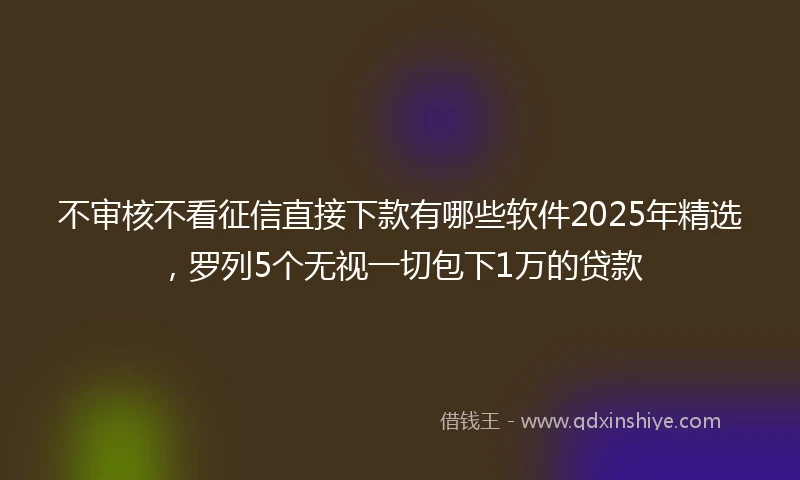 不审核不看征信直接下款有哪些软件2025年精选,罗列5个无视一切包下1万的贷款
