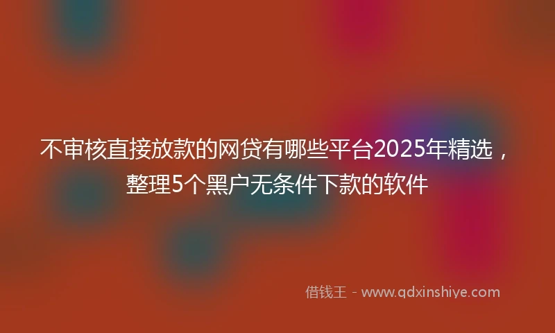 不审核直接放款的网贷有哪些平台2025年精选，整理5个黑户无条件下款的软件