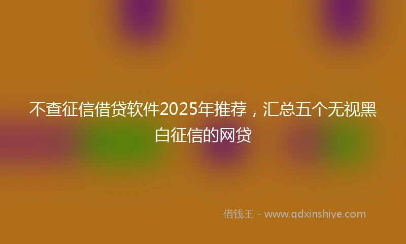 不查征信借贷软件2025年推荐，汇总五个无视黑白征信的网贷