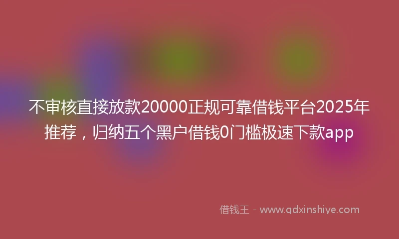 不审核直接放款20000正规可靠借钱平台2025年推荐，归纳五个黑户借钱0门槛极速下款app