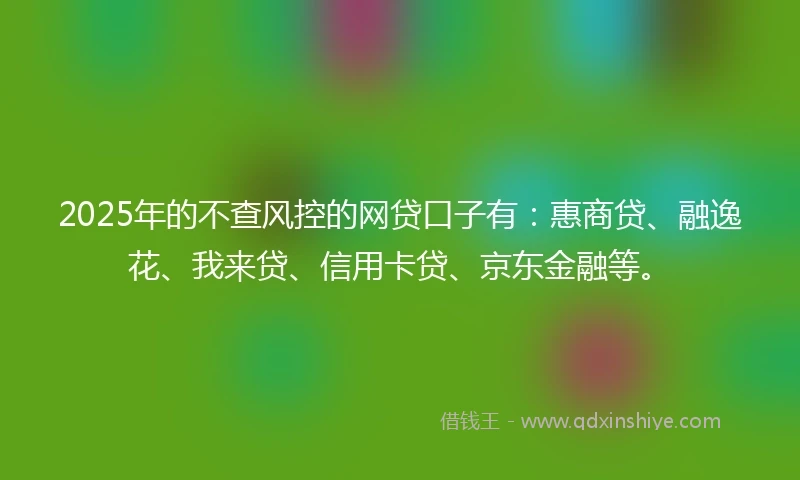 2025年的不查风控的网贷口子有：惠商贷、融逸花、我来贷、信用卡贷、京东金融等。
