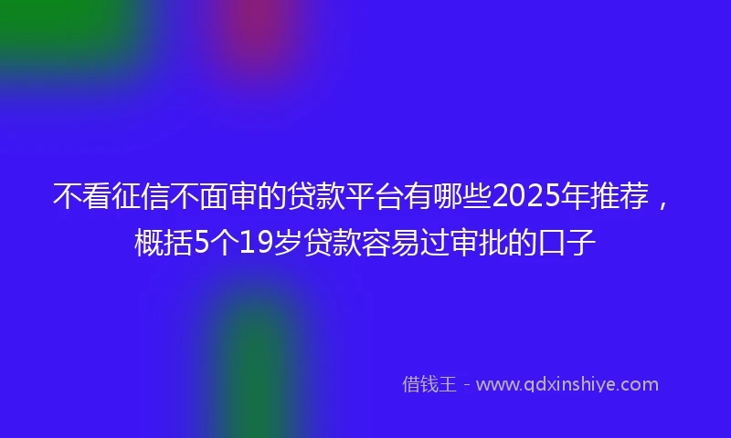 不看征信不面审的贷款平台有哪些2025年推荐,概括5个19岁贷款容易过审批的口子