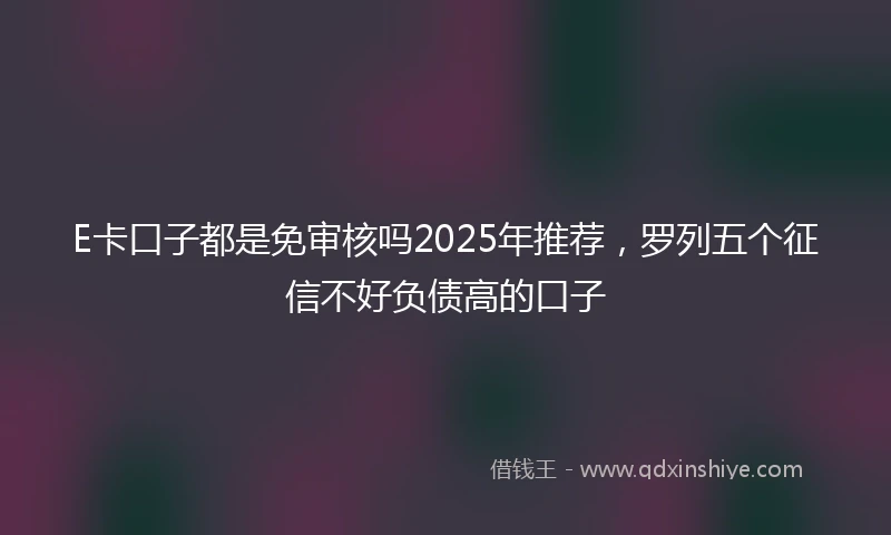 E卡口子都是免审核吗2025年推荐，罗列五个征信不好负债高的口子