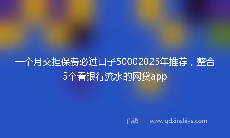 一个月交担保费必过口子50002025年推荐，整合5个看银行流水的网贷app