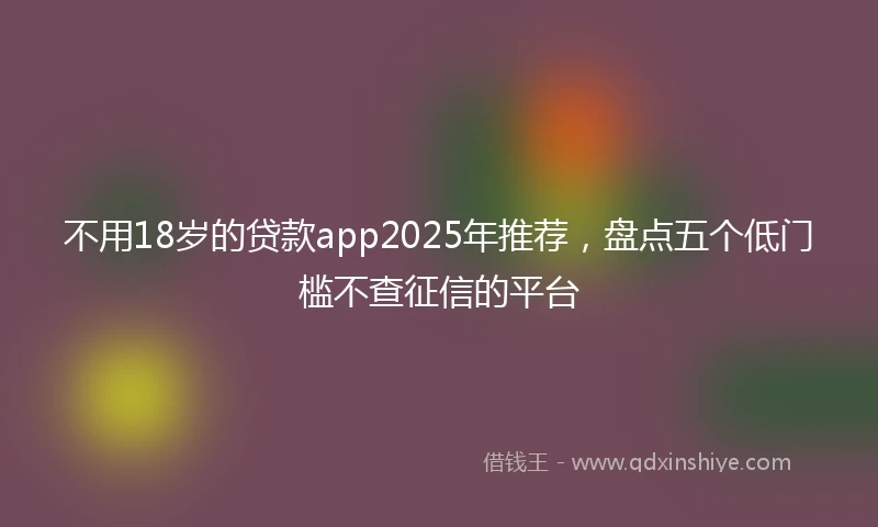 不用18岁的贷款app2025年推荐，盘点五个低门槛不查征信的平台