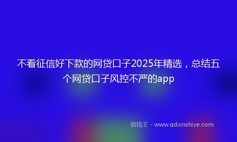 不看征信好下款的网贷口子2025年精选，总结五个网贷口子风控不严的app