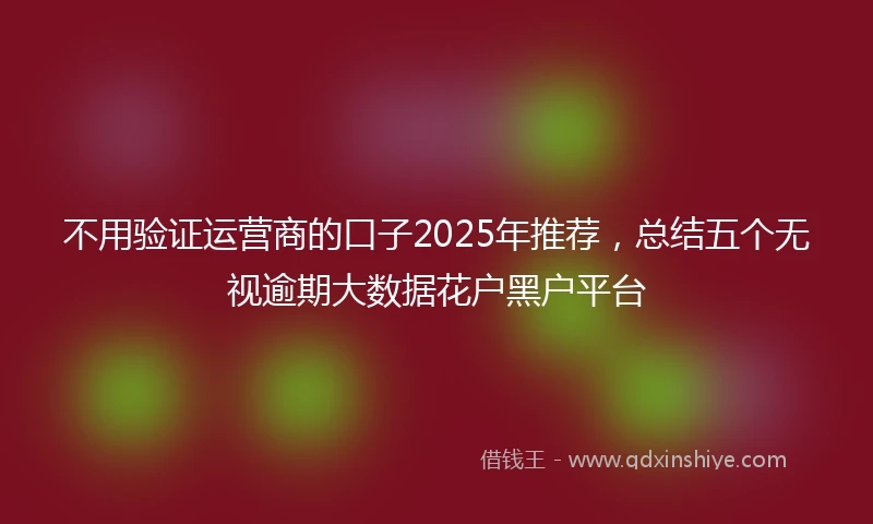 不用验证运营商的口子2025年推荐，总结五个无视逾期大数据花户黑户平台