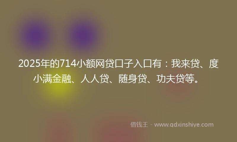 2025年的714小额网贷口子入口有：我来贷、度小满金融、人人贷、随身贷、功夫贷等。