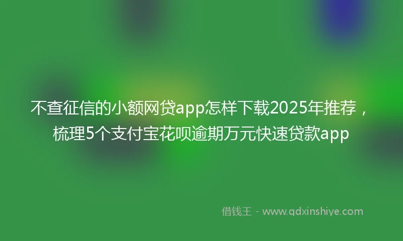 不查征信的小额网贷app怎样下载2025年推荐,梳理5个支付宝花呗逾期万元快速贷款app