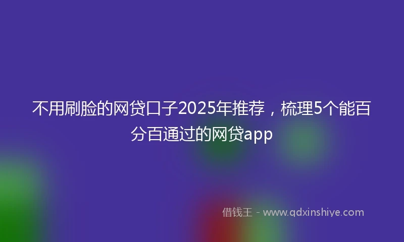 不用刷脸的网贷口子2025年推荐，梳理5个能百分百通过的网贷app