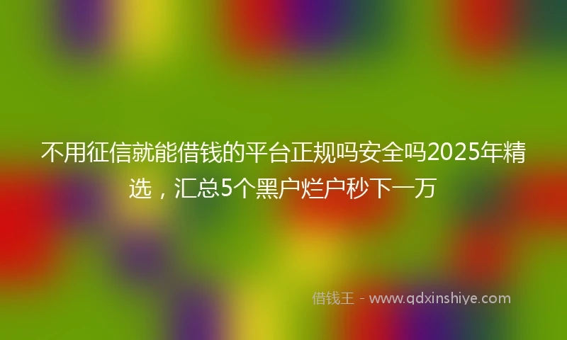 不用征信就能借钱的平台正规吗安全吗2025年精选，汇总5个黑户烂户秒下一万