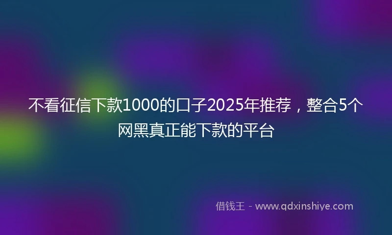 不看征信下款1000的口子2025年推荐，整合5个网黑真正能下款的平台