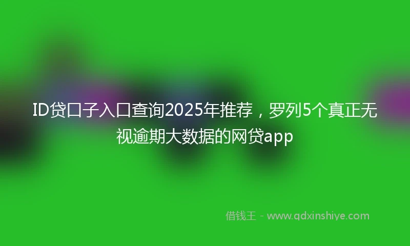 ID贷口子入口查询2025年推荐，罗列5个真正无视逾期大数据的网贷app