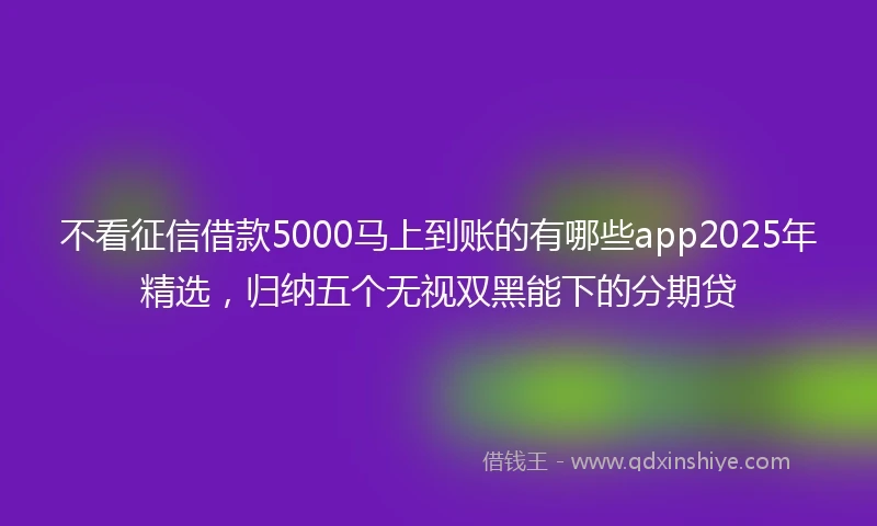 不看征信借款5000马上到账的有哪些app2025年精选，归纳五个无视双黑能下的分期贷