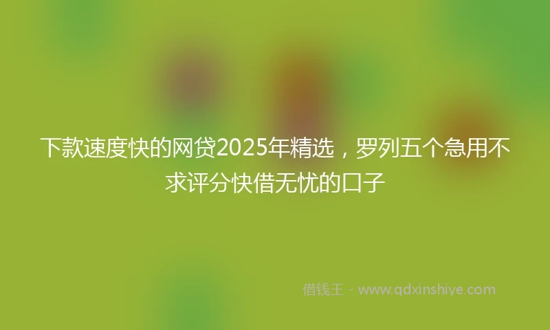下款速度快的网贷2025年精选，罗列五个急用不求评分快借无忧的口子