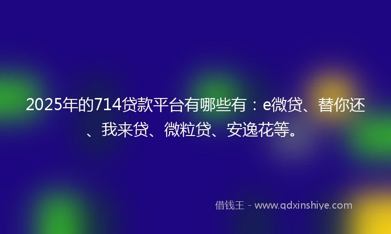 2025年的714贷款平台有哪些有：e微贷、替你还、我来贷、微粒贷、安逸花等。