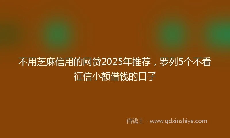 不用芝麻信用的网贷2025年推荐，罗列5个不看征信小额借钱的口子