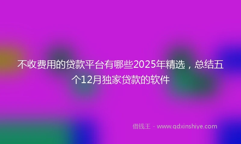 不收费用的贷款平台有哪些2025年精选，总结五个12月独家贷款的软件