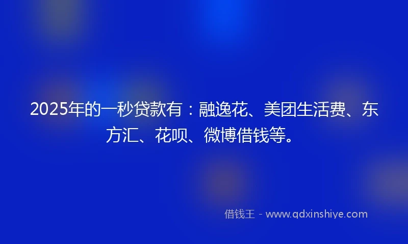 2025年的一秒贷款有：融逸花、美团生活费、东方汇、花呗、微博借钱等。