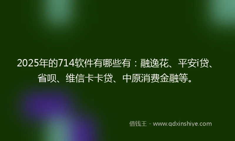 2025年的714软件有哪些有：融逸花、平安i贷、省呗、维信卡卡贷、中原消费金融等。