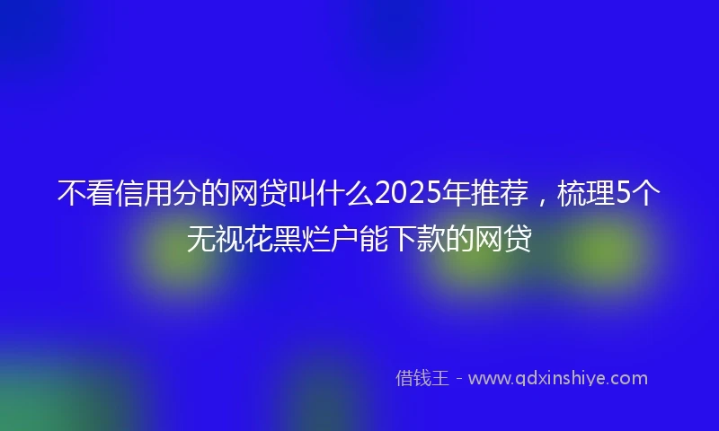 不看信用分的网贷叫什么2025年推荐，梳理5个无视花黑烂户能下款的网贷