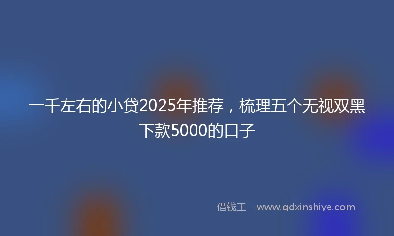 一千左右的小贷2025年推荐，梳理五个无视双黑下款5000的口子