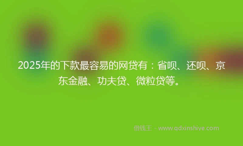 2025年的下款最容易的网贷有：省呗、还呗、京东金融、功夫贷、微粒贷等。