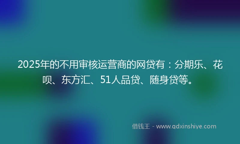 2025年的不用审核运营商的网贷有：分期乐、花呗、东方汇、51人品贷、随身贷等。