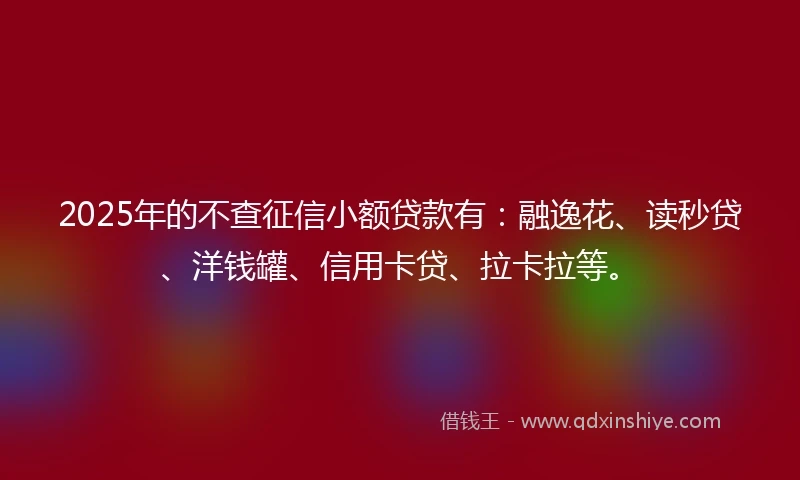 2025年的不查征信小额贷款有：融逸花、读秒贷、洋钱罐、信用卡贷、拉卡拉等。