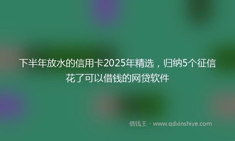 下半年放水的信用卡2025年精选，归纳5个征信花了可以借钱的网贷软件
