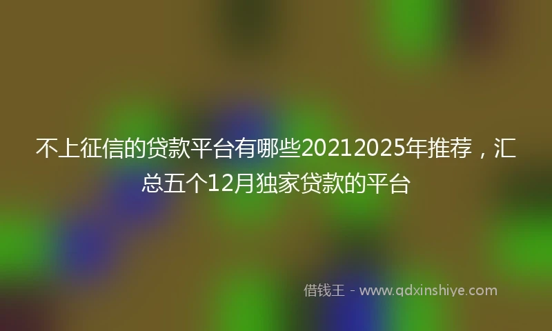 不上征信的贷款平台有哪些20212025年推荐，汇总五个12月独家贷款的平台