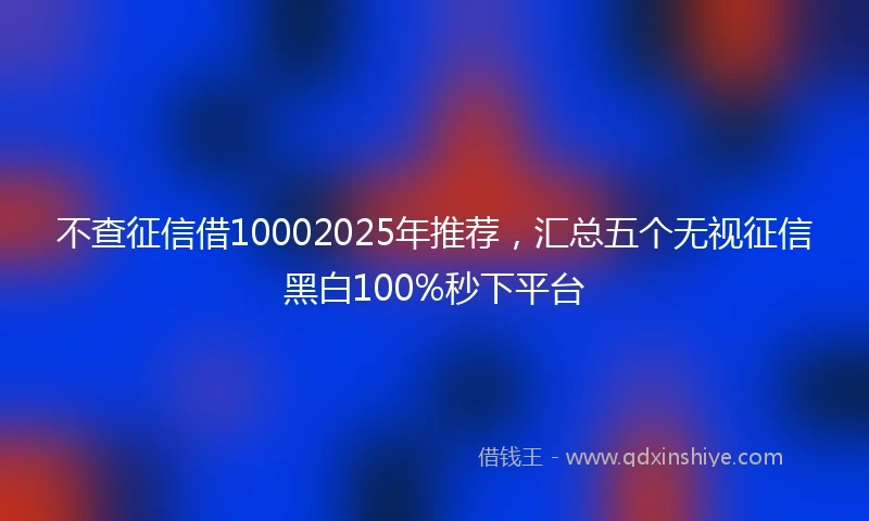 不查征信借10002025年推荐，汇总五个无视征信黑白100%秒下平台