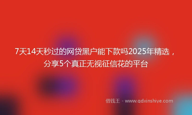 7天14天秒过的网贷黑户能下款吗2025年精选，分享5个真正无视征信花的平台