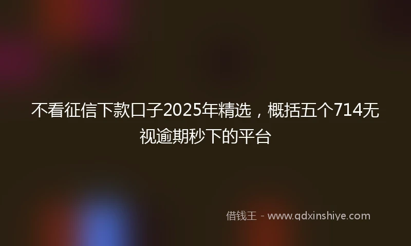 不看征信下款口子2025年精选，概括五个714无视逾期秒下的平台