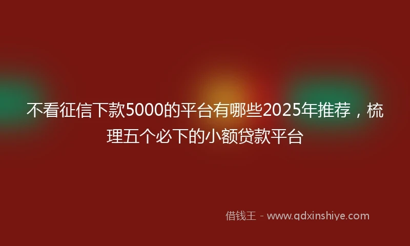 不看征信下款5000的平台有哪些2025年推荐，梳理五个必下的小额贷款平台