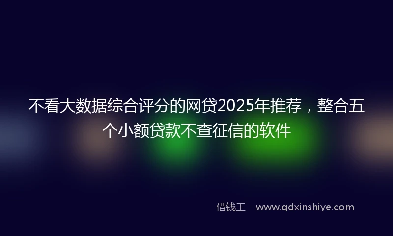 不看大数据综合评分的网贷2025年推荐，整合五个小额贷款不查征信的软件