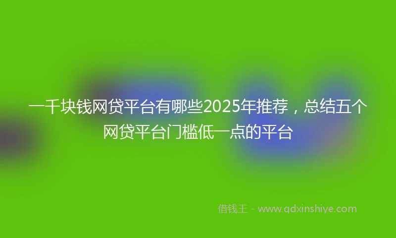 一千块钱网贷平台有哪些2025年推荐，总结五个网贷平台门槛低一点的平台
