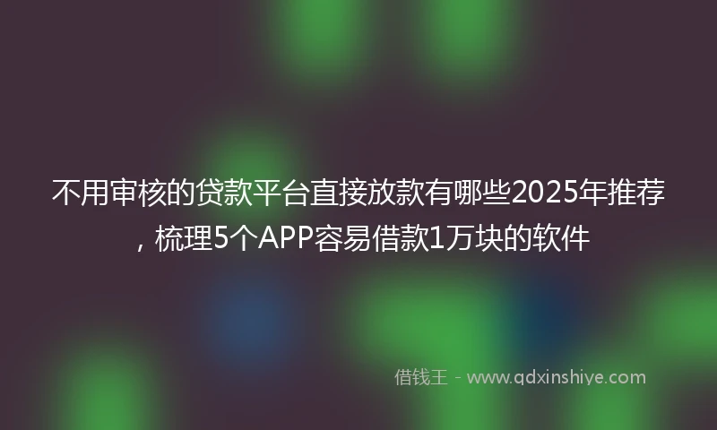 不用审核的贷款平台直接放款有哪些2025年推荐，梳理5个APP容易借款1万块的软件