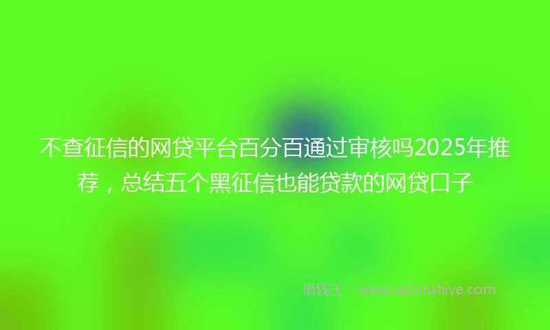 不查征信的网贷平台百分百通过审核吗2025年推荐，总结五个黑征信也能贷款的网贷口子