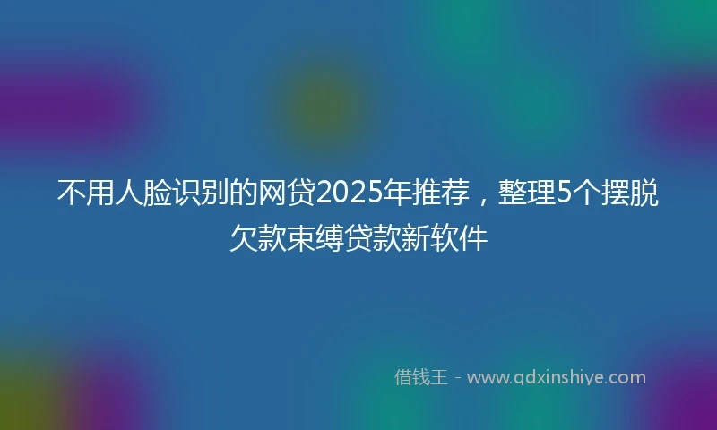 不用人脸识别的网贷2025年推荐，整理5个摆脱欠款束缚贷款新软件