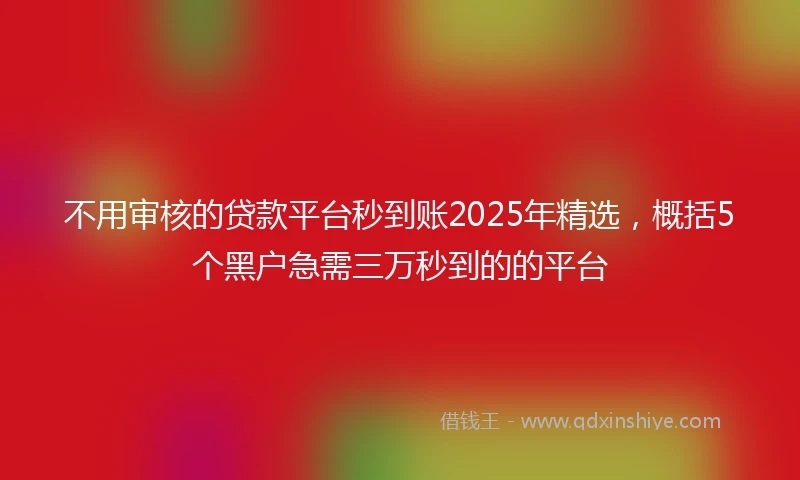不用审核的贷款平台秒到账2025年精选，概括5个黑户急需三万秒到的的平台